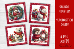 Funny animal Square Coaster Sublimation | Crochet Christmas Product Image 1
