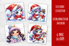 Funny unicorn Square Coaster Sublimation | unicorn christmas Product Image 1