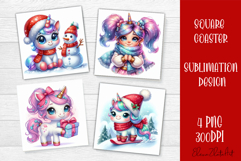 Funny unicorn Square Coaster Sublimation | unicorn christmas Product Image 1