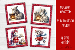 Funny unicorn Square Coaster Sublimation | Crochet Christmas Product Image 1