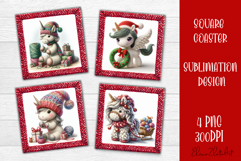 Funny unicorn Square Coaster Sublimation | Crochet Christmas Product Image 1
