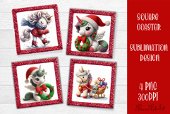 Funny unicorn Square Coaster Sublimation | Crochet Christmas Product Image 1