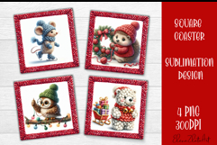 Funny animal Square Coaster Sublimation | Crochet Christmas Product Image 1