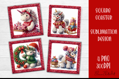 Funny unicorn Square Coaster Sublimation | Crochet Christmas Product Image 1