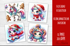 Funny unicorn Square Coaster Sublimation | unicorn christmas Product Image 1