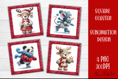 Funny animal Square Coaster Sublimation | Crochet Christmas Product Image 1