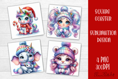 Funny unicorn Square Coaster Sublimation | unicorn christmas Product Image 1