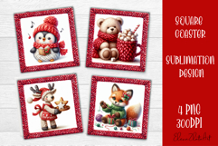 Funny animal Square Coaster Sublimation | Crochet Christmas Product Image 1