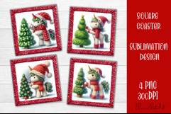 Funny unicorn Square Coaster Sublimation | Crochet Christmas Product Image 1