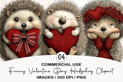 Funny Valentine Day Hedgehog Clipart Product Image 1