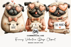 Funny Valentine Dogs Clipart, 4 Animal sublimation Design Product Image 1
