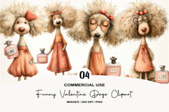 Funny Valentine Dogs Clipart, 4 Animal sublimation Design Product Image 1