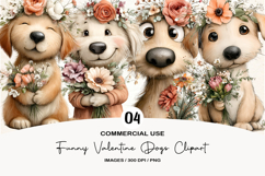 Funny Valentine Dogs Clipart, 4 Animal sublimation Design Product Image 1