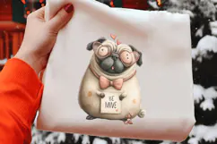Funny Valentine Dogs Clipart, 4 Animal sublimation Design Product Image 2