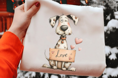 Funny Valentine Dogs Clipart, 4 Animal sublimation Design Product Image 2