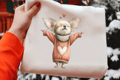 Funny Valentine Dogs Clipart, 4 Animal sublimation Design Product Image 2