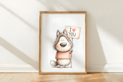 Funny Valentine Dogs Clipart, 4 Animal sublimation Design Product Image 3