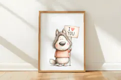 Funny Valentine Dogs Clipart, 4 Animal sublimation Design Product Image 3