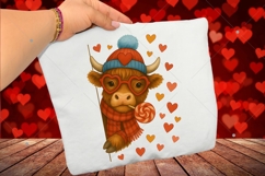 Funny Valentine Highland Cow PNG, Valentine Coquette Png Product Image 5