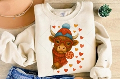 Funny Valentine Highland Cow PNG, Valentine Coquette Png Product Image 1