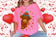 Funny Valentine Highland Cow PNG, Valentine Coquette Png Product Image 2