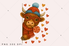 Funny Valentine Highland Cow PNG, Valentine Coquette Png Product Image 3