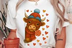 Funny Valentine Highland Cow PNG, Valentine Coquette Png Product Image 4