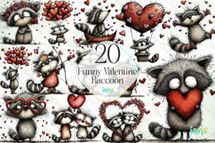 Funny Valentine Raccoon Clipart Bundle Product Image 1