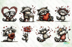Funny Valentine Raccoon Clipart Bundle Product Image 7