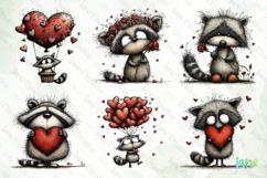 Funny Valentine Raccoon Clipart Bundle Product Image 8