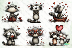 Funny Valentine Raccoon Clipart Bundle Product Image 2