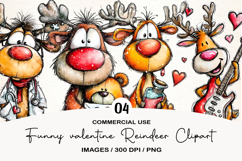Funny valentine Reindeer Clipart Product Image 1