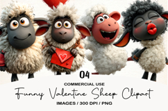 Funny Valentine Sheep Clipart Product Image 1