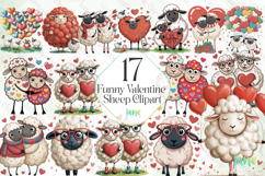 Funny Valentine Sheep Clipart Product Image 1