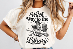 Funny Vintage Halloween Library Bookish Bookworm Witch SVG Product Image 2
