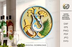 3D Drink Wall Decor Laser Cut. Round Sign. Kitchen Decor SVG Product Image 1
