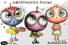 Kawaii Fruit Clipart | Watercolor Food Characters Product Image 1