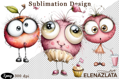 Kawaii Fruit Clipart | Watercolor Food Characters Product Image 1