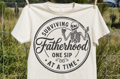Surviving Fatherhood One Sip At A Time SVG, Funny Wine Dad Product Image 2