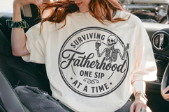 Surviving Fatherhood One Sip At A Time SVG, Funny Wine Dad Product Image 1
