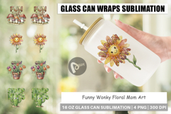 Wonky Floral Mom Glass Can Product Image 1