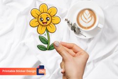 Funny Yellow Flower Sticker, Cartoon Flower Sticker Product Image 1