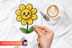 Funny Yellow Flower Sticker, Cartoon Flower Sticker Product Image 1
