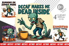 Halloween Zombie Coffee Clipart Product Image 1