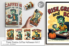 Digital Paper Halloween Zombie Coffee Product Image 1
