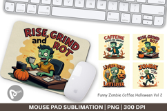 Mouse Pad Halloween Zombie Coffee Product Image 1
