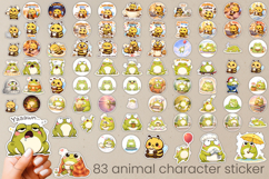 Calm frog stickers printable | Coffee mood bees stickers PNG Product Image 1