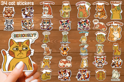 Funny retro cat stickers printable bundle PNG design Product Image 1