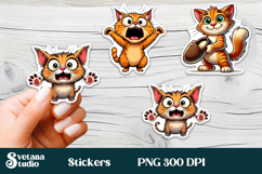 Funny retro cat stickers printable bundle PNG design Product Image 6