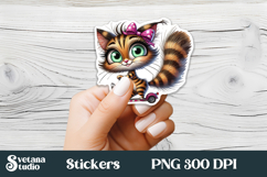 Funny cat stickers printable | Cute animal stickers PNG Product Image 1